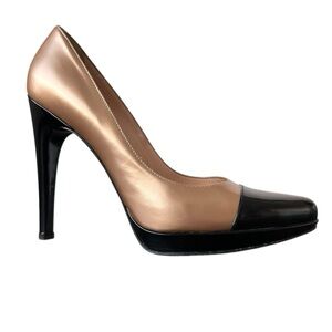 Casadei Shimmer Gold & Black Two Tone Pump Heels
